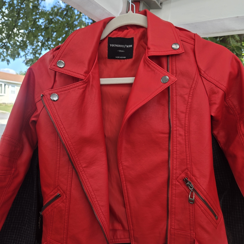 Boys Red Leather THRILLER Jacket